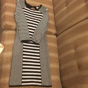 Black and white striped sweater dress